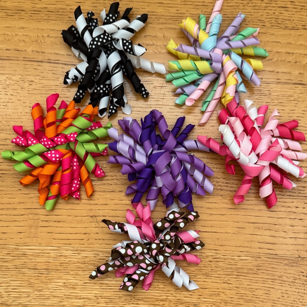 Vibrant Kids Ribbon Hair Clips Set